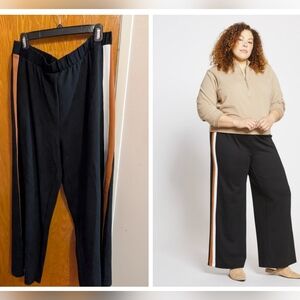 Universal Standard M Stephanie Black Wide-Leg Pants with Side Stripes